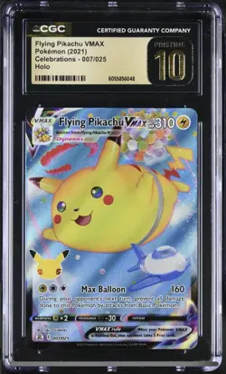 CGC 10 Pristine FLYING PIKACHU VMAX 007/025 Pokemon Card Celebrations 2021! - Image 1
