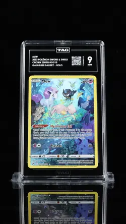 Mew Crown Zenith GG10/GG70 TAG 9 Graded Pokemon Full Art Holo Card - Image 1