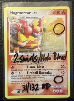 Magmortar 31/132 MP Holo Rare 2 Swirls Foil Bleed Secret Wonders Pokemon Card! - Image 1
