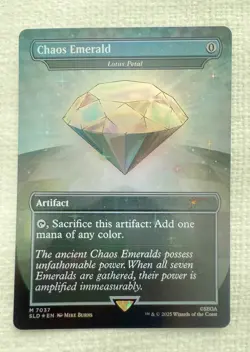 MTG: Sonic x Secret Lair Chaos Emerald WHITE #7037 Lotus Petal Foil - Image 1