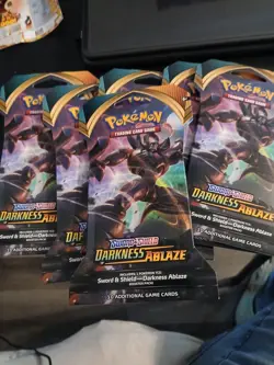 Pokemon Sword and Shield Darkness Ablaze Sleeved Booster Pack (SET OF 6 PACKS!) - Image 1