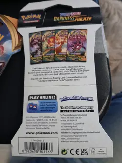 Pokemon Sword and Shield Darkness Ablaze Sleeved Booster Pack (SET OF 6 PACKS!) - Image 3