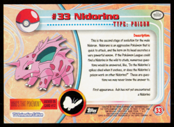 Nidorino #33 Black Logo - 1999 Pokemon Topps TV Animation Series 1 LP - Image 2