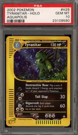 Pokemon Tyranitar Aquapolis Holo Rare #H28 PSA 10 Gem Mint - Image 1