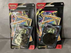 2 Pokemon Mega Evolution Premium Checklane Blisters w/ Tyranitar Cosmos Holo - Image 1