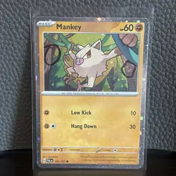 Pokemon TCG 2x SWIRL Mankey 106/193 Cosmos Holo Promo 2023 - Image 1