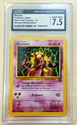 Mewtwo 2000 Black Star Promos 14 Mewtwo Strikes Back Pokemon Card - CGC 7.5 NM+ - Image 1