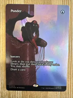 MTG Spiderman - Ponder - Borderless - Sorcery - MAR 013 - FOIL - Image 1