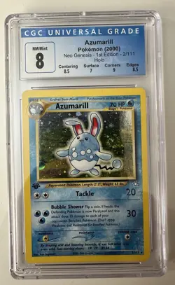 Pokemon 1st Edition AZUMARILL 2/111 (Holo Rare) Neo Genesis - CGC 8 Swirl 🍥 - Image 1
