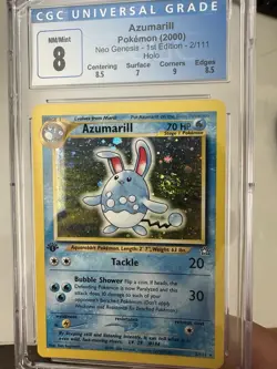 Pokemon 1st Edition AZUMARILL 2/111 (Holo Rare) Neo Genesis - CGC 8 Swirl 🍥 - Image 2