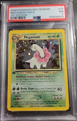 2000 POKEMON NEO GENESIS 1ST EDITION 10 MEGANIUM-HOLO NEAR MINT PSA 7 SWIRL!! - Image 1