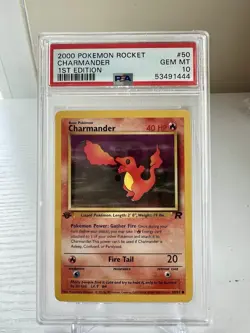 2000 Pokemon Team Rocket 1st edition Rocket Charmander #50 PSA 10 Gem Mint - Image 1