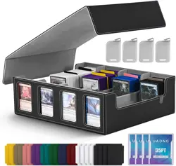 Trading Card Storage Box with Commander Display; 2400+ Deck Box for MTG with Rem - Image 1