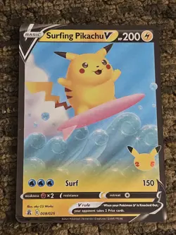 Surfing Pikachu V 008/025 - Celebrations - Holo Pokemon Card - Image 1