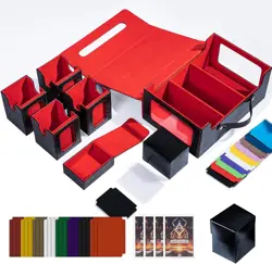Dragon Pattern Commander Deck Box for MTG, 5-Deck Modular Card Case with Dice Tr - Image 1
