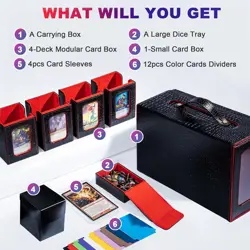 Dragon Pattern Commander Deck Box for MTG, 5-Deck Modular Card Case with Dice Tr - Image 2