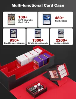 Card Storage Box for Trading Cards 2200+ Unsleevedcards MTG Deck Box, Commander - Image 2