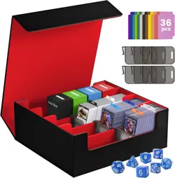 3500+ Trading Card Storage Box,4-Row MTG Deck Box with 36 Dividers & 8 Stoppers, - Image 1