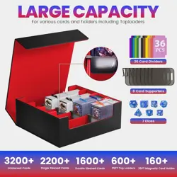 3500+ Trading Card Storage Box,4-Row MTG Deck Box with 36 Dividers & 8 Stoppers, - Image 2