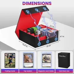 3500+ Trading Card Storage Box,4-Row MTG Deck Box with 36 Dividers & 8 Stoppers, - Image 3