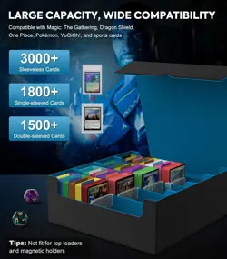 Trading Card Storage Box, 3000+ MTG Deck Box with 24 Colorful Dividers & 4 Card - Image 3