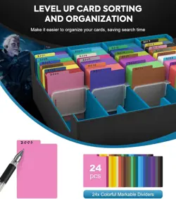 Trading Card Storage Box, 3000+ MTG Deck Box with 24 Colorful Dividers & 4 Card - Image 5