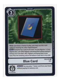Digimon Card - Blue Card EX2-072 - Bandai Digital Hazard Rare Foil - Image 1