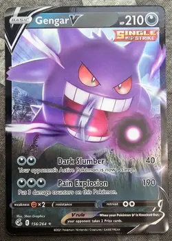 Pokemon TCG Gengar v Fusion Strike Holo Ultra Rare Card 156/264 - Image 1