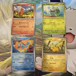 Pokemon 151 Costco Mini Tin Promo Cards Pikachu Charmander Bulbasaur Squirtle NM - Image 1