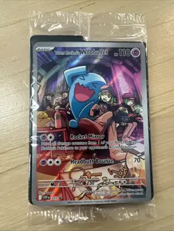 Pokemon Destined Rivals Team Rocket Wobbuffet ETB Promo Card Sealed - Image 1