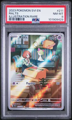 2023 POKEMON SVI EN-SCARLET & VIOLET ILLUSTRATION RARE #211 RALTS PSA 8 - Image 1