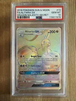 Altaria GX - 72/70 - Pokemon Dragon Majesty Sun & Moon Secret Rare Card PSA 10 - Image 1