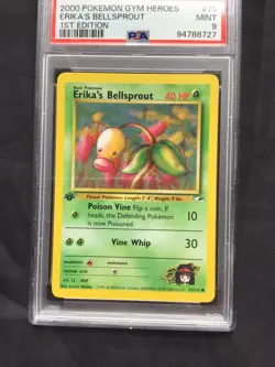 Pokemon Cards: Gym Heroes 1st Edition Common : Erika's Bellsprout 75/132 PSA 9 - Image 2