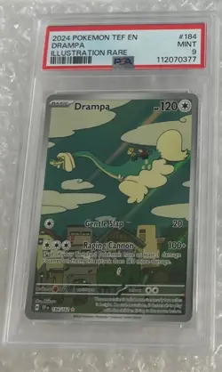 Pokemon S&V Temporal Forces Drampa Illustration Rare Card PSA 9 Mint 184/162 - Image 1