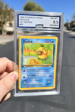 Psyduck 1st Edition, Pokemon AGS Near Mint 8.5, Fossil, Common, 53/62 - Image 1