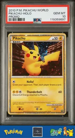 💉🫎 2010 Pokemon World Promo Pikachu Holo English / USA PSA 10 - Image 1
