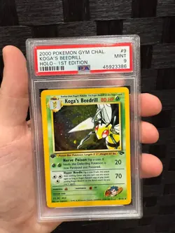 PSA 9 Koga's Beedrill Holo Pokemon Card 1st Edition Gym Challenge 9/132 - Image 1