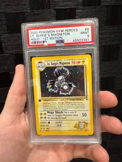 PSA 9 2000 Pokemon Gym Heroes Lt. Surge’s Magneton Holo 1st Edition #8 Card Mint - Image 1