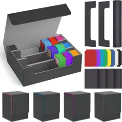 Mtg Deck Box Set, 4000+ PU Leather Strong Magnet Trading Card Storage Box, Card - Image 1