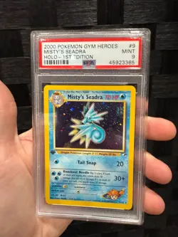 PSA 9 Misty's Seadra 1st Edition Gym Heroes 9/132 Pokemon Card MINT Holo - Image 1