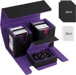 MTG Deck Box, Commander Deck Case Fits 200+ Double-Sleeved Cards, Magnetic Leath - Image 1