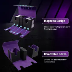 MTG Deck Box, Commander Deck Case Fits 200+ Double-Sleeved Cards, Magnetic Leath - Image 5