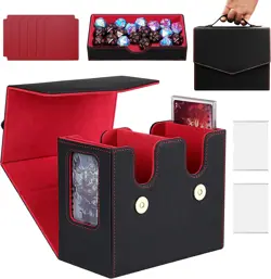 Card Deck Box for MTG with Commander Display, 2 in 1 Card Storage Box with Dice - Image 1