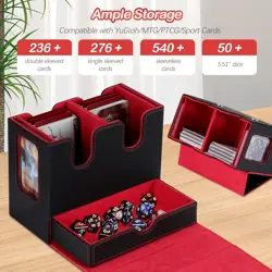 Card Deck Box for MTG with Commander Display, 2 in 1 Card Storage Box with Dice - Image 3