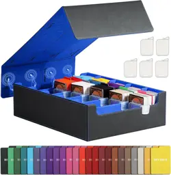 Trading Cards Storage Box, 3800+ MTG Card Deck Box with 24 Colorful Dividers & 5 - Image 1