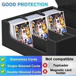 Trading Card Storage Box for MTG Cards, 1800+ PU Leather Card Deck Box, Magnetic - Image 2