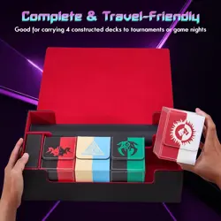 Trading Card Storage Box Holds 4 MTG Deck Box, Card Deck Case with Dice Compartm - Image 3