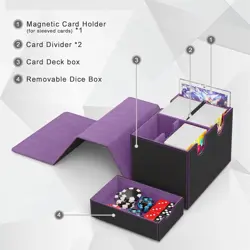 MTG Deck Box with Commander Display Trading Card Storage Box Fits 160+ Single Sl - Image 2