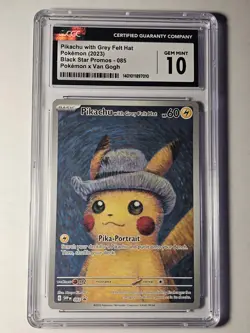 2023 POKEMON X VAN GOGH #085 PIKACHU WITH GREY FELT HAT CGC 10 GEM MINT - Image 1