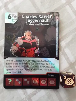 Dice Masters- Charles Xavier, Juggernaut- Brains and Brawn- super rare card+die - Image 1